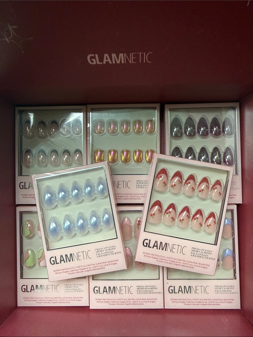 Set of 8 GLAMNETIC Press-On Nail Sets — Multi Color Styles